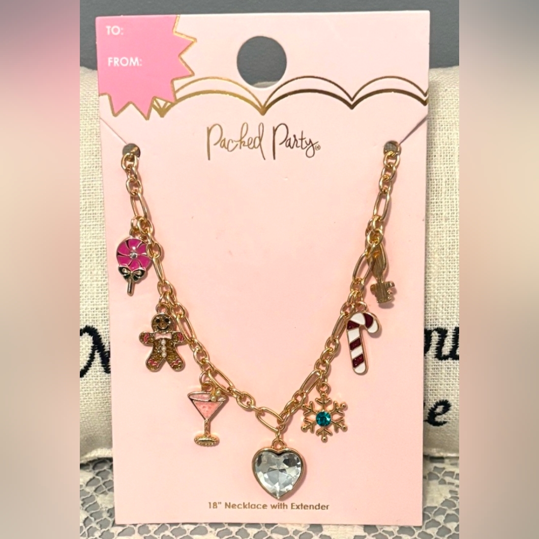Packed Party Holiday Treats Gold Charm Necklace (Price Firm)